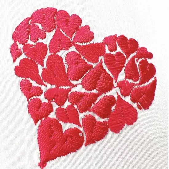4" Embroidered Hearts Ribbon: White/Red (10 Yards) {3}