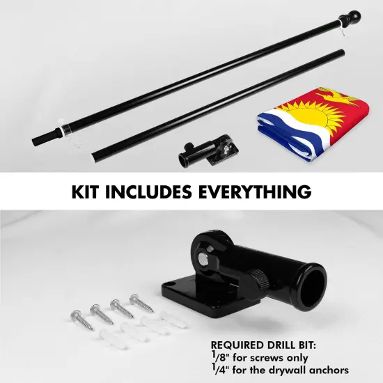 G128 Combo Pack: 6 Ft Tangle Free Aluminum Spinning Flagpole (Black) & Kiribati I-Kiribati Flag 3x5 Ft, LiteWeave Pro Series Printed 150D Polyester | Pole with Flag Included {2}