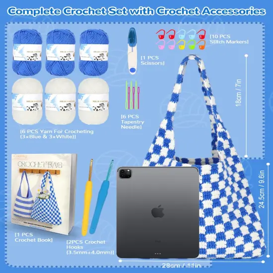Beginner Crochet Bag Kit with Instructions & Enough Yarn {6}