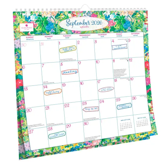 House of Turnowsky OFFICIAL | 2026 12 x 12 Inch (Hanging) Monthly Square Wire-O Calendar | Sticker Sheet | English/French Bilingual {4}