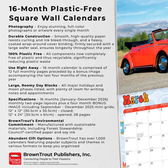 Love Bug | 2026 12 x 24 Inch (Hanging) Monthly Square Wall Calendar | Plastic-Free {6}