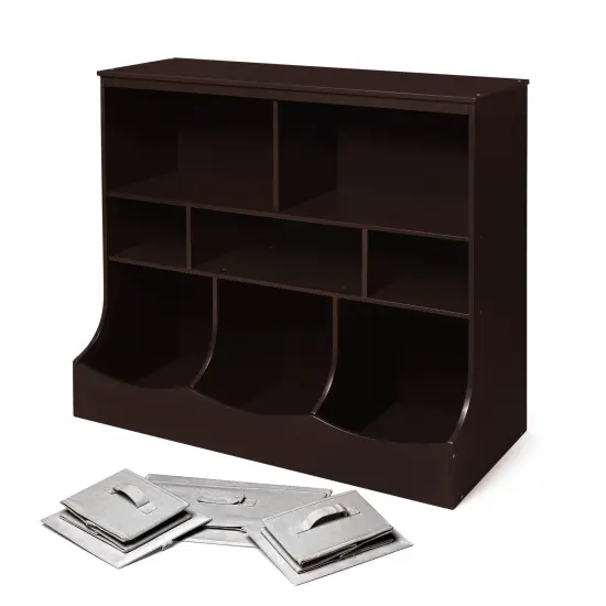 Badger Basket Combo Bin Storage Unit with Three Baskets Espresso/Ecru {6}