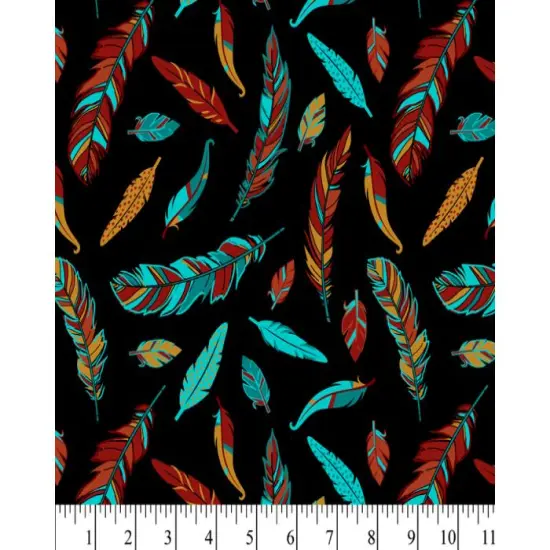 Whimsy Feathers Black Cotton Fabric | By the Yard | Sewing and Crafting | 44 inches wide {1}