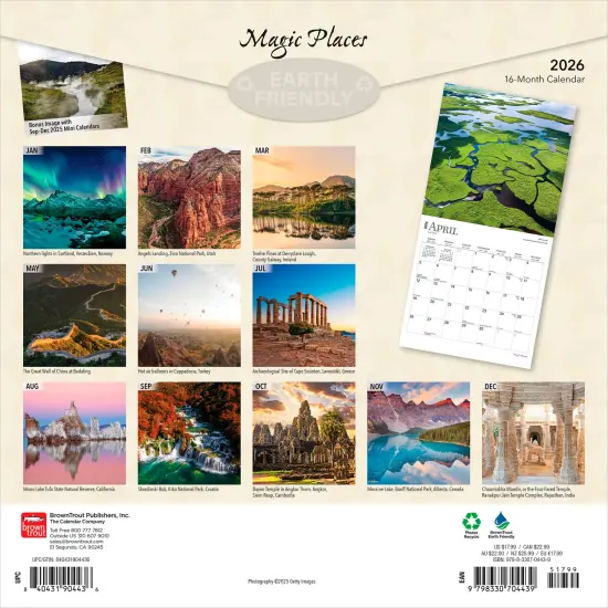 Magic Places | 2026 12 x 24 Inch (Hanging) Monthly Square Wall Calendar | Foil Stamped Cover | Plastic-Free {2}