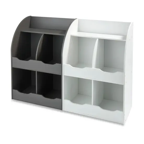 Badger Basket Four Bin Storage Cubby with Bookshelf White {7}
