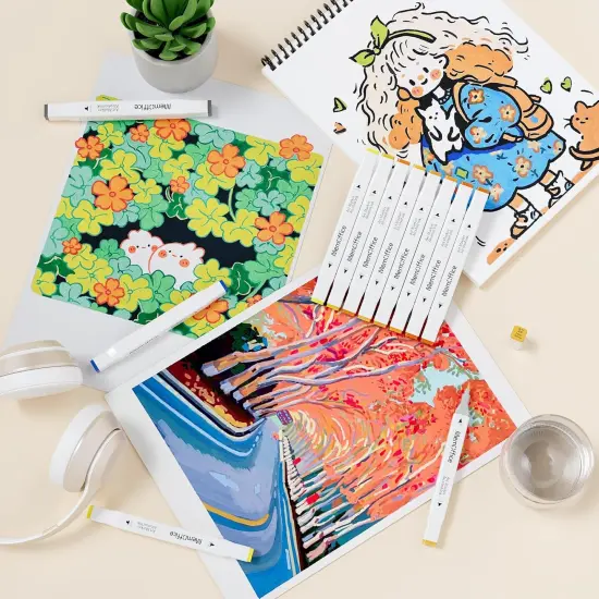 162 Colors Dual Tip Artist Alcohol Markers Set {5}