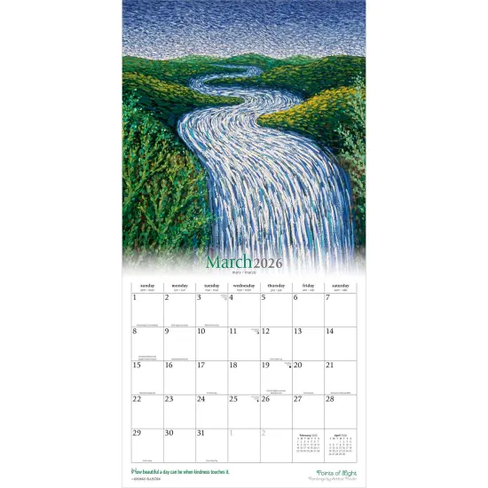 Points of Light | 2026 12 x 24 Inch (Hanging) Monthly Square Wall Calendar | Featuring the Artwork of Arthur Poulin | Plastic-Free {3}