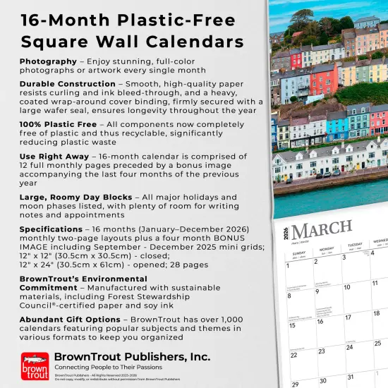 Ireland | 2026 12 x 24 Inch (Hanging) Monthly Square Wall Calendar | Plastic-Free {6}