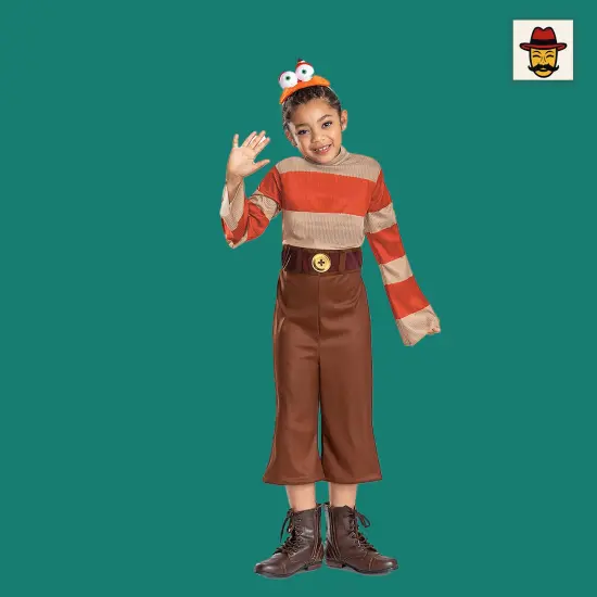 Girls Classic Disney Pixar Inside Out 2 Anxiety Costume Jumpsuit Headpiece {1}