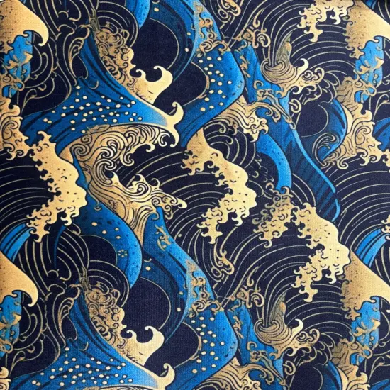 1 Yard Golden Waves Printed Velvet Four Way Stretch Fabric for Costumes and Dancewear {1}
