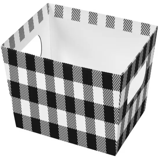 Pack/6: Black & White Plaid Baskety Tray - 9 x 7 x 3-1/2" {1}