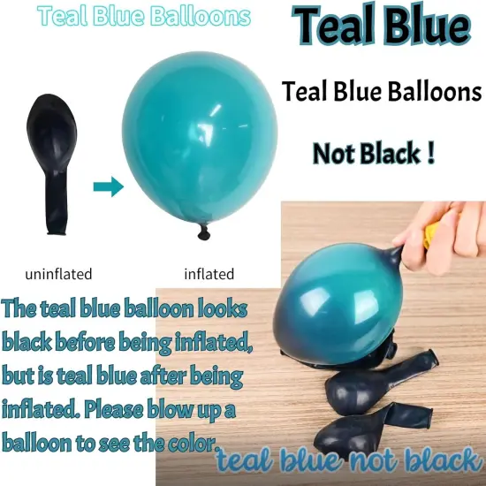 Matte Turquoise Blue Pearl White Balloons Garland Arch Kit Metallic Gold Balloon with Gold Confetti Latex Balloon Teal Blue Balloons Chrome Gold Party Decorations {2}