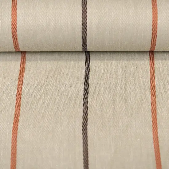 1 Yard Autumn Hue Herringbone Stripe Linen Premium Craft Fabric 54" Width Softened {1}