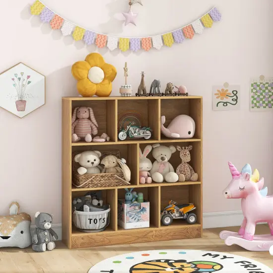 Costway 8-Cube Bookcase 41" Wooden Toy Storage Organizer for Kids Bookshelf Natural/White {5}