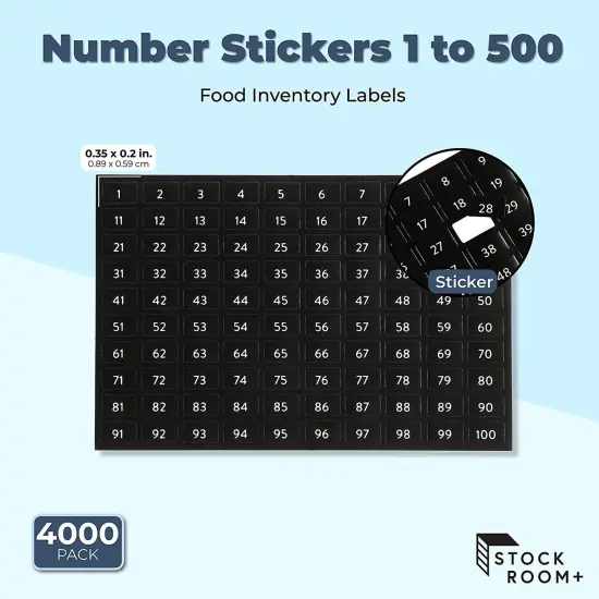 4000 Piece Number Stickers for Planners 1 to 500, Journals, Stationery Essentials, Food Labels (Black and White) {2}