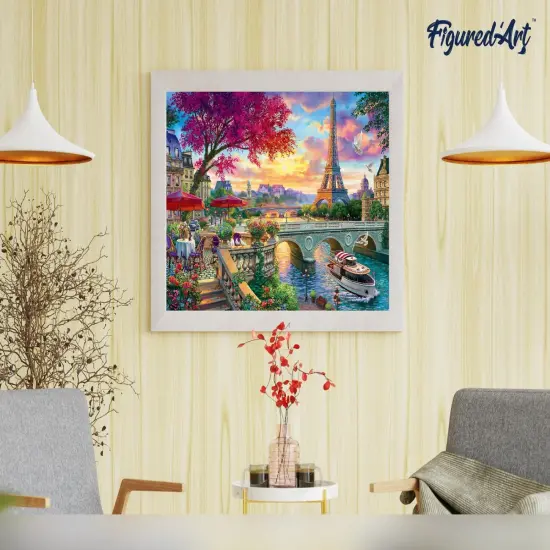 Figured'Art Paint by Numbers Kit for Adults Dinner By The Seine 16"x20" - Craft Art Painting DIY Kit Rolled Canvas without frame {4}