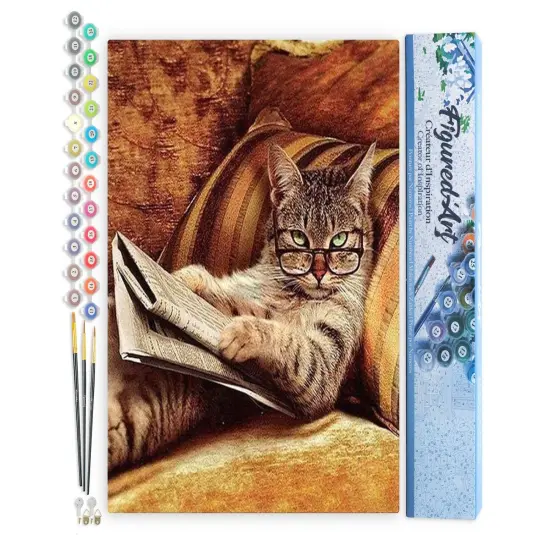 Figured'Art Paint by Numbers for Adults Don't mess with This Cat 16"x20" - Craft Art Painting DIY Kit Rolled Canvas without frame {1}