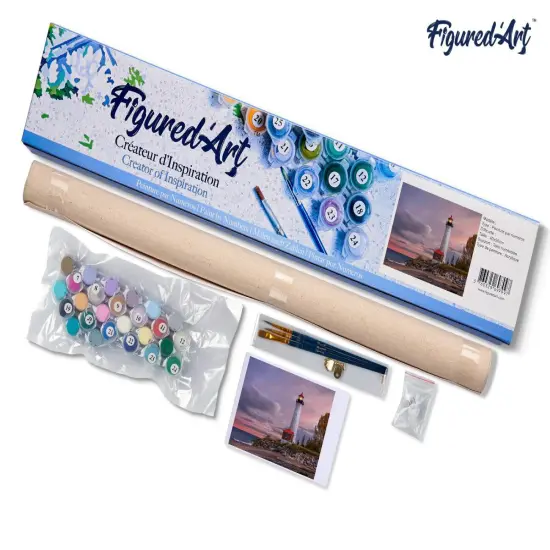 Figured'Art Paint by Numbers Kit for Adults Sea Lighthouse 16"x20" - Craft Art Painting DIY Kit Rolled Canvas without frame {5}