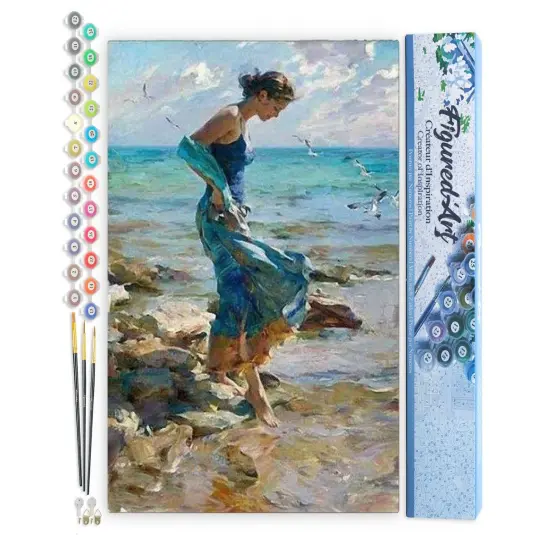 Figured'Art Paint by Numbers for Adults Feet in water during Summer 16"x20" - Craft Art Painting DIY Kit Rolled Canvas without frame {1}