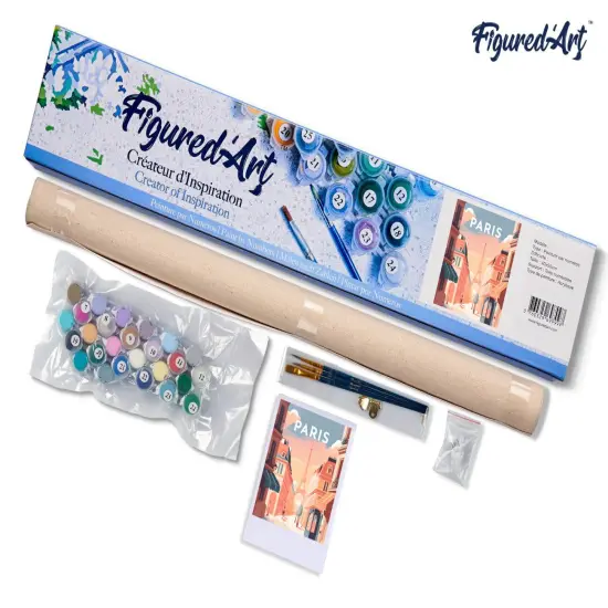 Figured'Art Paint by Numbers for Adults Travel Poster Paris 16"x20" - Craft Art Painting DIY Kit Rolled Canvas Without Frame {5}