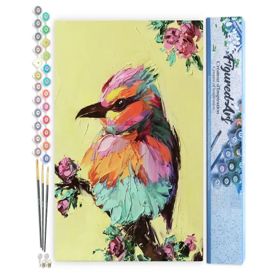 Figured'Art Paint by Numbers Kit for Adults Little Bird 16"x20" - Craft Art Painting DIY Kit Rolled Canvas without frame {1}