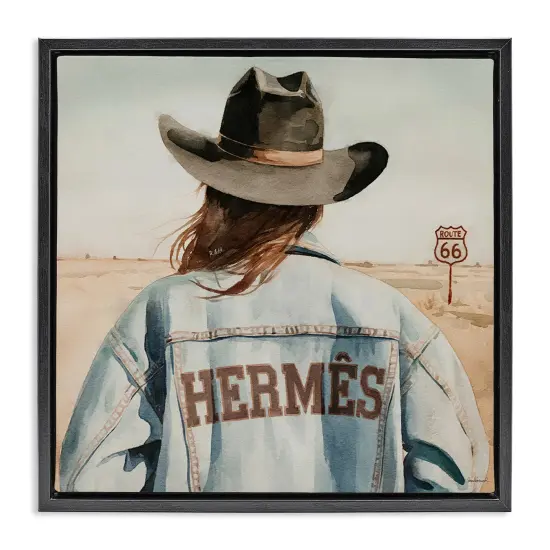 Stupell Industries Trendy Cowgirl in Desert Floater Framed Canvas Wall Art Design by Amanda Greenwood {1}