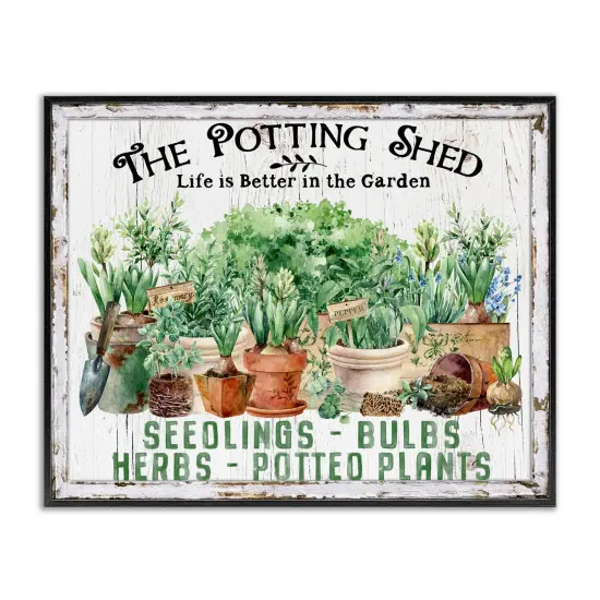 Stupell Industries Farmhouse Potting Shed Framed Giclee Wall Art Design by Creatif Belle {1}