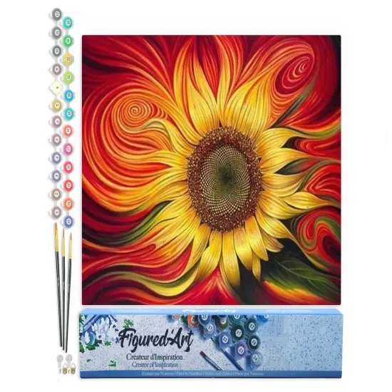 Figured'Art Paint by Numbers Kit for Adults Red Sunflower 16"x20" - Craft Art Painting DIY Kit Rolled Canvas without frame {1}