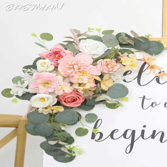 2pcs Wedding Arch Flowers,Wedding Artificial Sign Flower,Welcome Easel Door Decor {5}