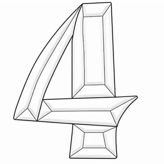 4-1/4" x 5-1/4" Exquisite Clear Glass Number 4 Bevel Cluster BN4 {1}