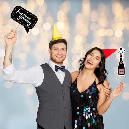 36 Pcs Gold Birthday Photo Booth Props, Large Gold Birthday Party Photobooth Props with Glitter for Woman Parties Supplies(Black, Rose Gold) {3}