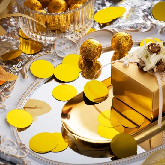 Gold Sparkle Confetti 1.2 Inch - 300 Metallic Flakes for Wedding, Birthday Party, Table Scatter {2}
