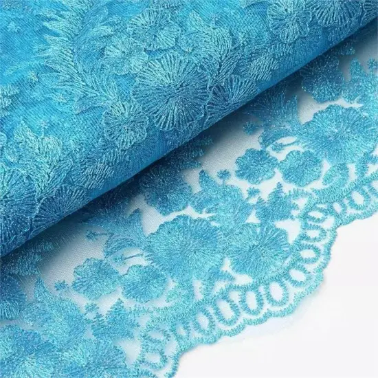 54" x 4 yards TURQUOISE Embroidered Tulle FABRIC BOLT {3}