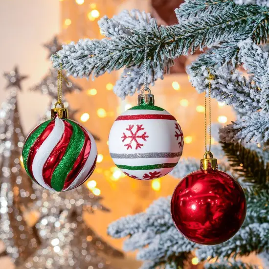 Unique and Sparkling Christmas Bauble Set of 30, Holiday Tree Set {5}