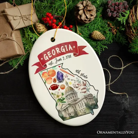 Artistic Georgia State Themes and Landmarks Christmas Ornament {6}