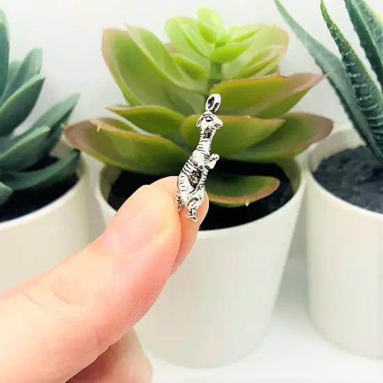 Silver Parasaurolophus Horned 3D Dinosaur Charms, 12x23mm {4}