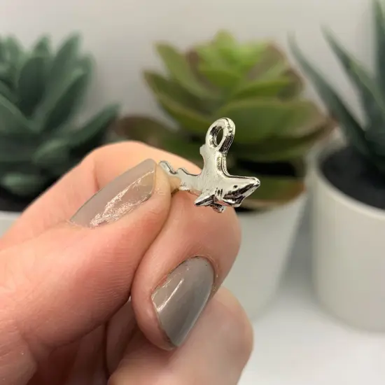 Silver Shark 3D Charms, 13x24mm {4}