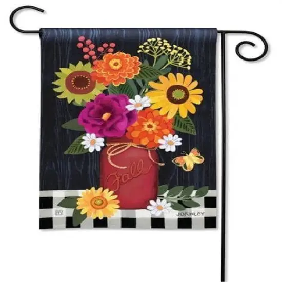 Autumn Blooms Garden Flag Mason Jar Fall {1}