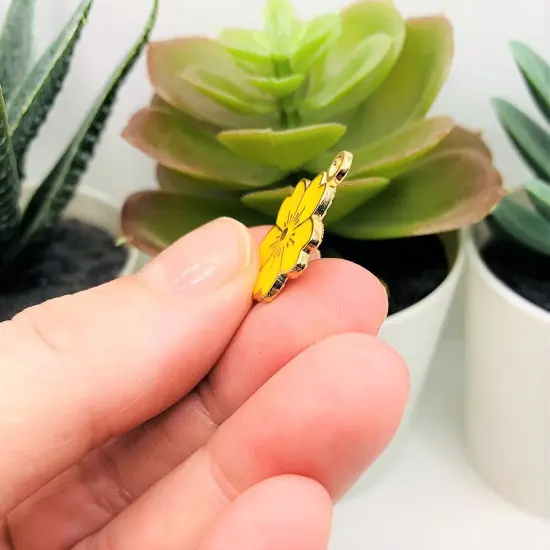 Yellow and Gold Cherry Blossom Flower Charms, 20.5x17.5mm {4}