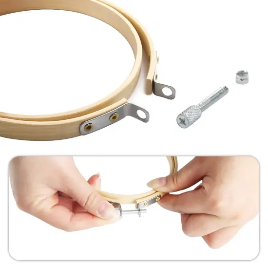 FEBSNOW 16 Pieces 4 Inch Embroidery Hoops Adjustable Natural Material Circle Cross Stitch Hoop Ring Bulk Wooden Round Embroidery Hoop for Art Craft Handy Sewing and Christmas Decoration {5}