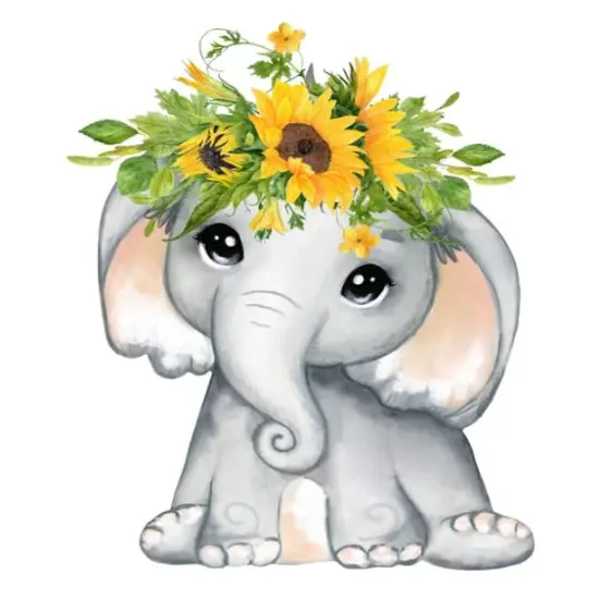 Cute Baby Elephant Edible Icing Image Cake topper for 1/4 sheet cake or larger {1}