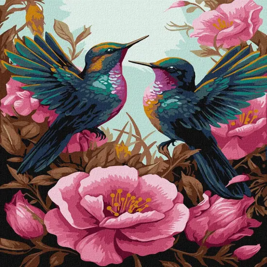 Painting by Numbers kit Sophisticated hummingbirds with extra metallic paints KHO6566 {2}
