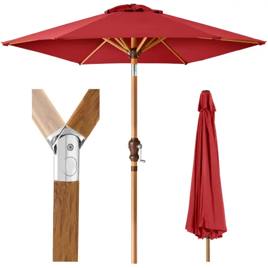 Best Choice Products 10ft Outdoor Woodgrain Pattern Steel Market Patio Umbrella w/ Crank, Tilt Fog Gray {7}