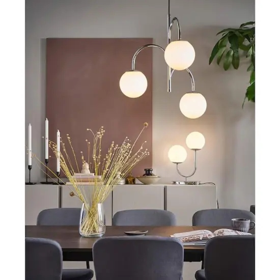 Chrome Plated Table Lamp with Opal Glass Shade 17" {5}