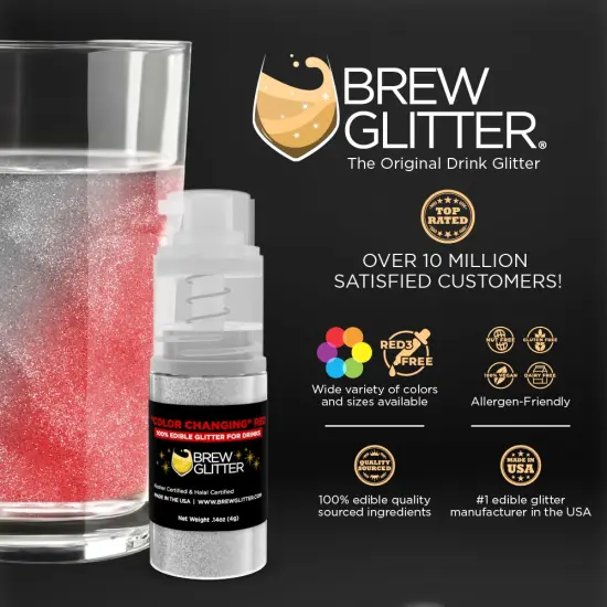 Brew Glitter - Red Color Changing Edible Drink Glitter (4g, Mini Spray Pump) for Beer, Cocktails and Beverages {2}