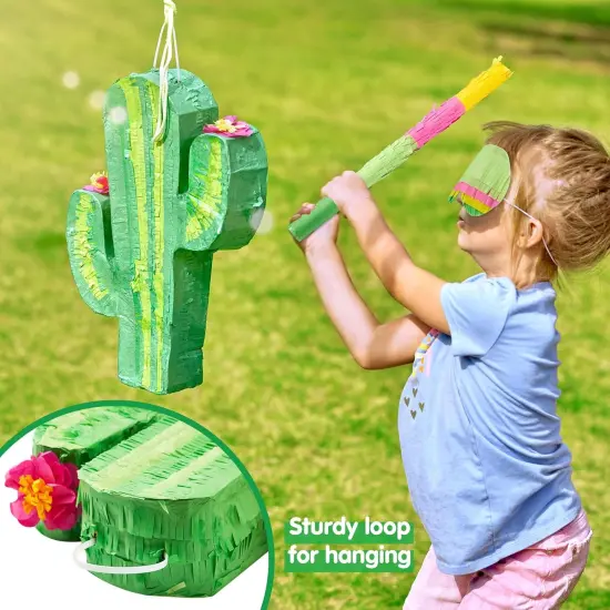 Cinco De Mayo Cactus Pinata for Kids Birthday Party, (16.75x11.25x3 in.) for Fun Fiesta Taco Party Supplies, Luau Event Photo Props, Mexican Theme Decoration, Carnivals Festivals, Taco Tuesday Event {5}