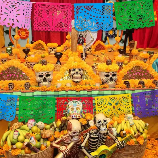 Mexican Party Decoration, 18 Feet Plastic Papel Picado Fiesta Banner Cinco de Mayo Decor Mexican Birthday Party {5}