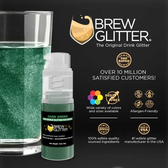 Brew Glitter - Dark Green Edible Drink Glitter (4g, Mini Spray Pump) for Beer, Cocktails and Beverages {3}
