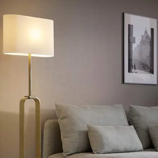 59" Brass Floor Lamp Oval Shade Brass plated/white {2}