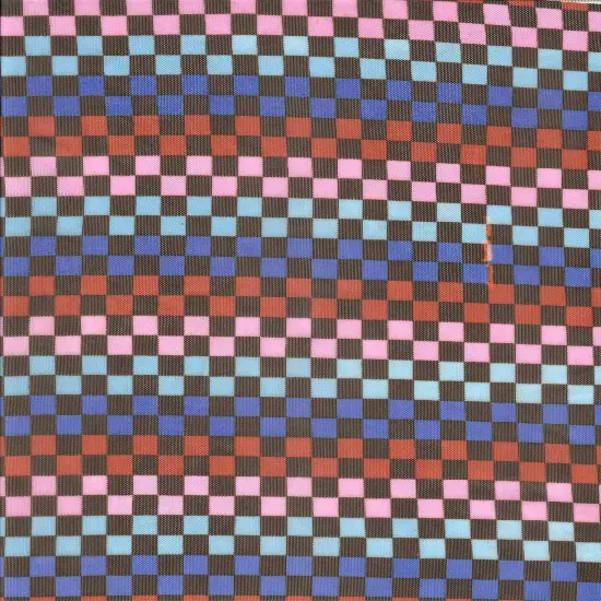 Checkered Mesh Fabric Lightweight Stretch Sheer, 54&rdquo; Wide Polyester Spandex BROWN MULTI {1}